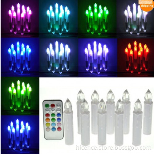 1set 10PCS Smokeless Flameless LED Light Candles Wedding Party Xmas with Remote